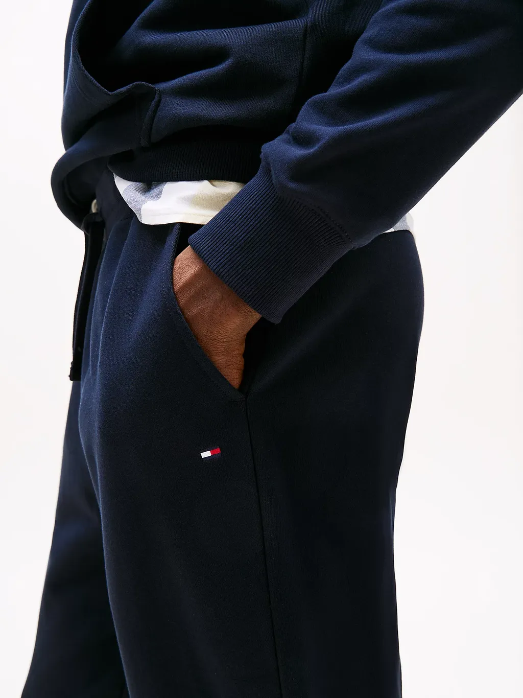Flag Embroidered Rolled Hem Jogging Pants