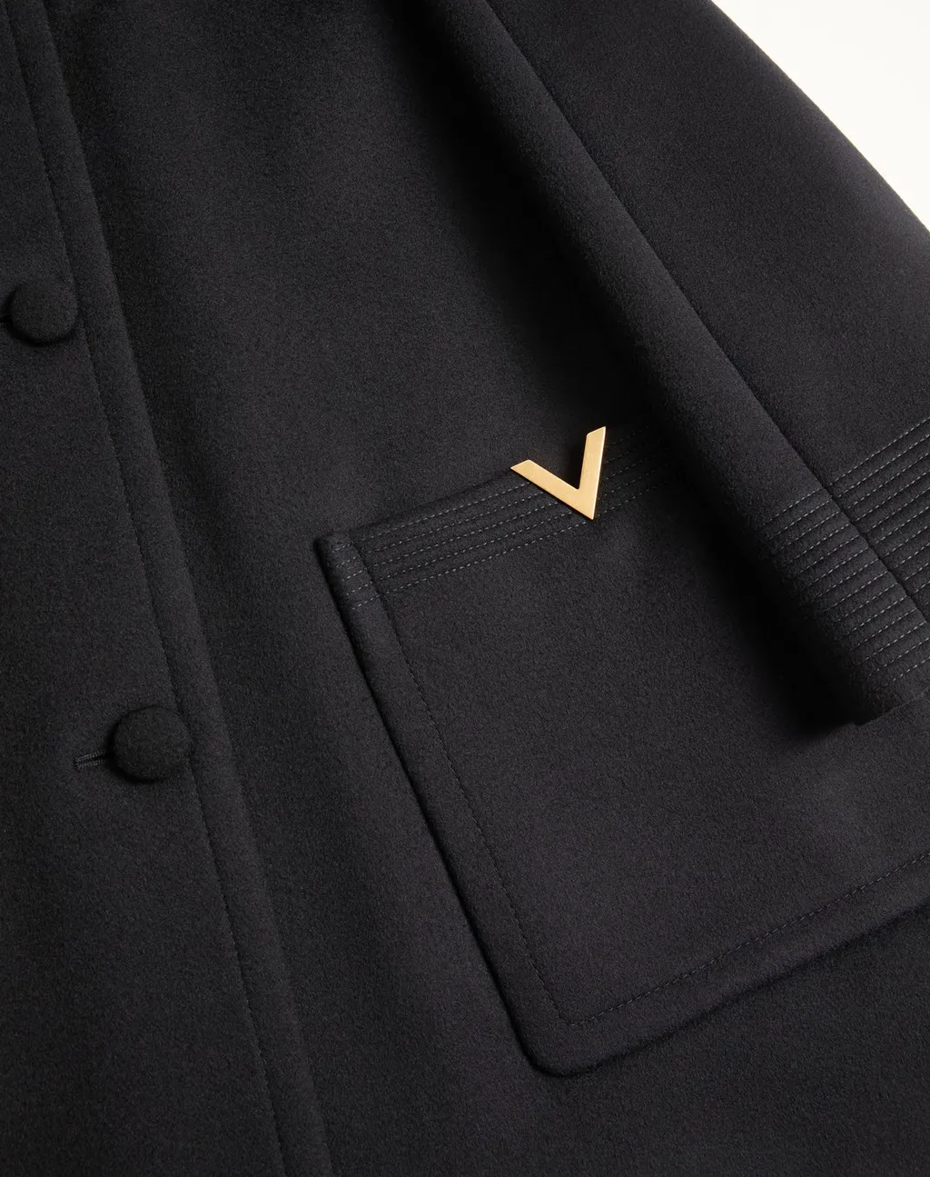 Valentino Logo Plaque Button-Up Coat