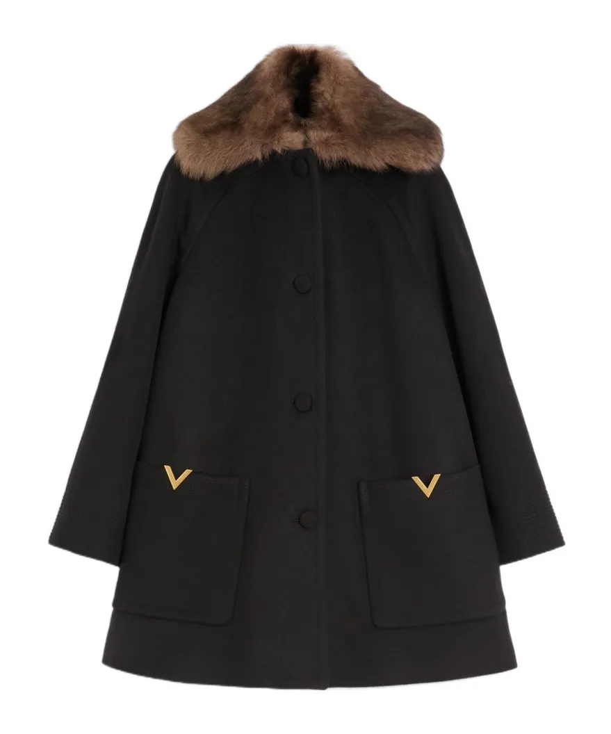 Valentino Logo Plaque Button-Up Coat