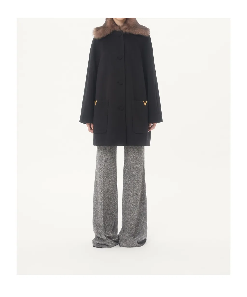 Valentino Logo Plaque Button-Up Coat