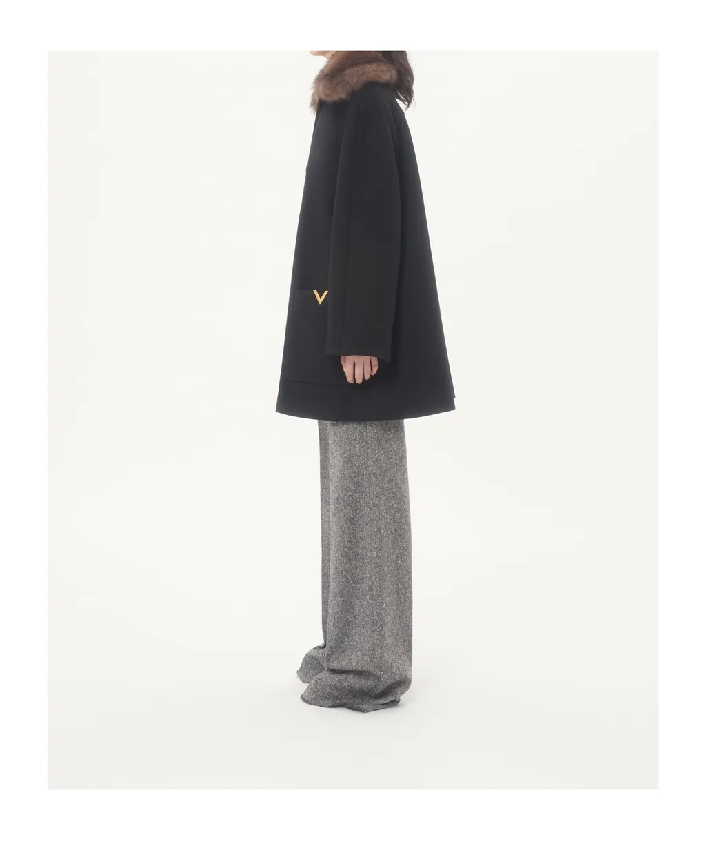 Valentino Logo Plaque Button-Up Coat