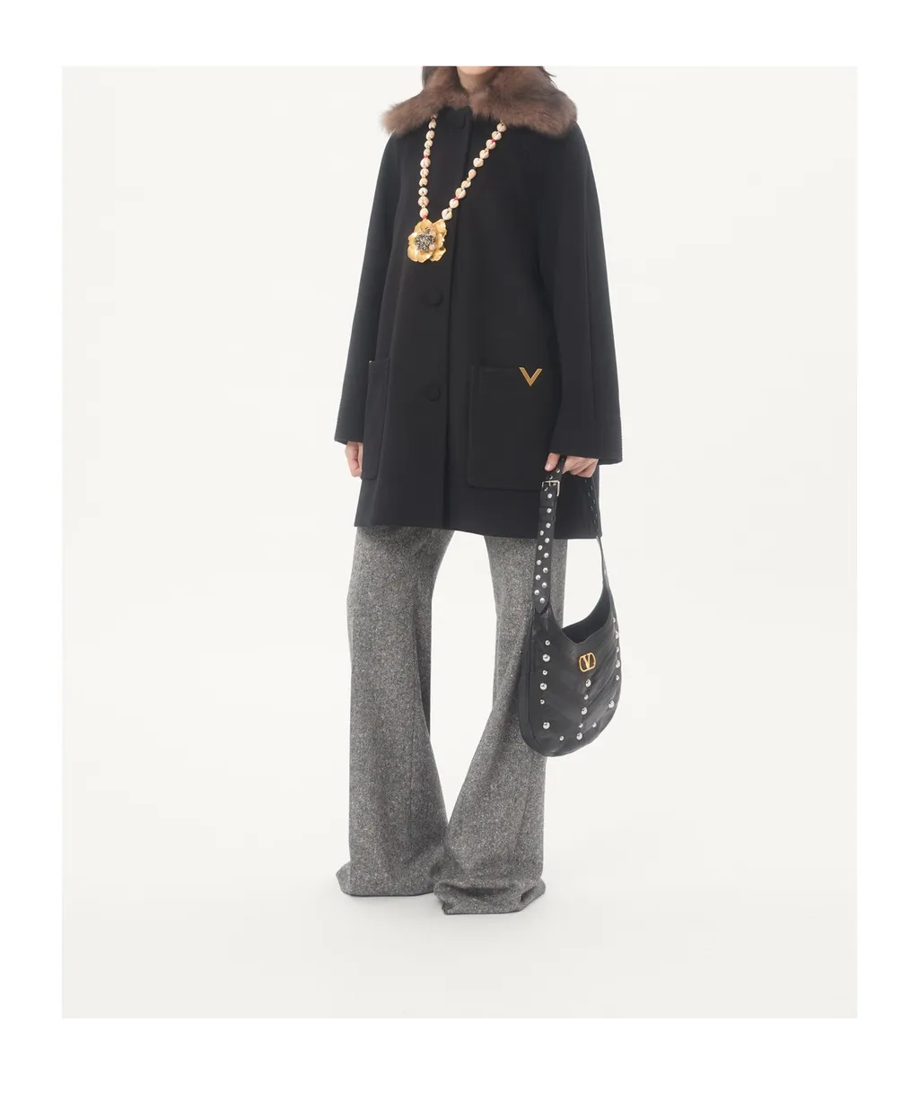 Valentino Logo Plaque Button-Up Coat