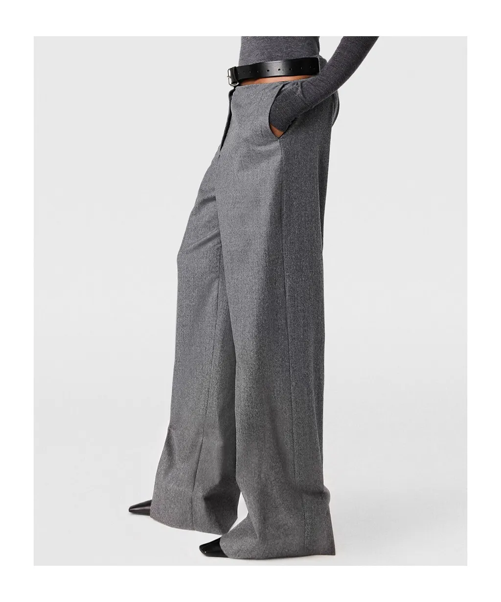 Stella Mccartney Belted Flannel Straight-Leg Trousers