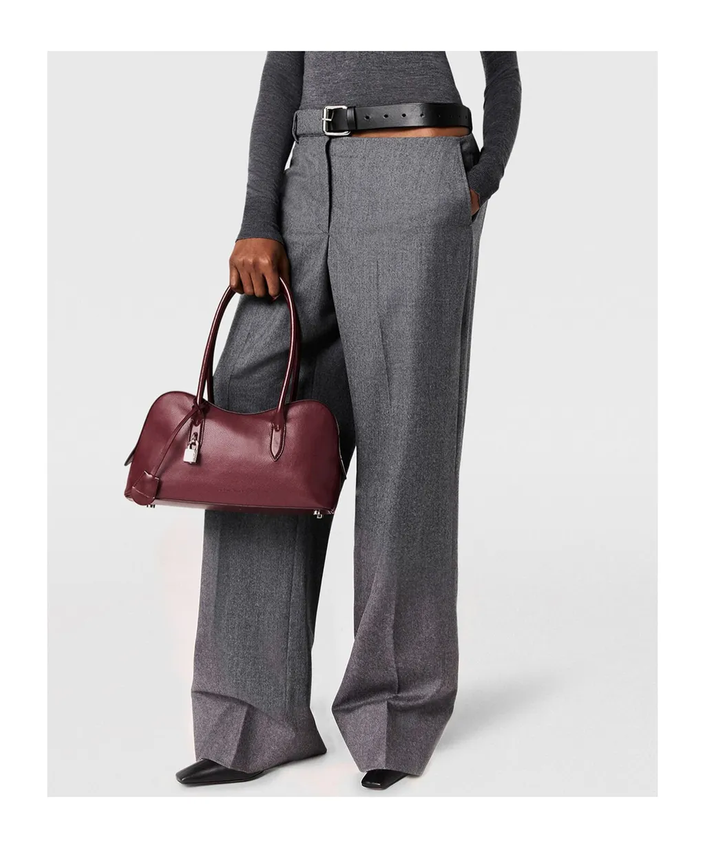 Stella Mccartney Belted Flannel Straight-Leg Trousers