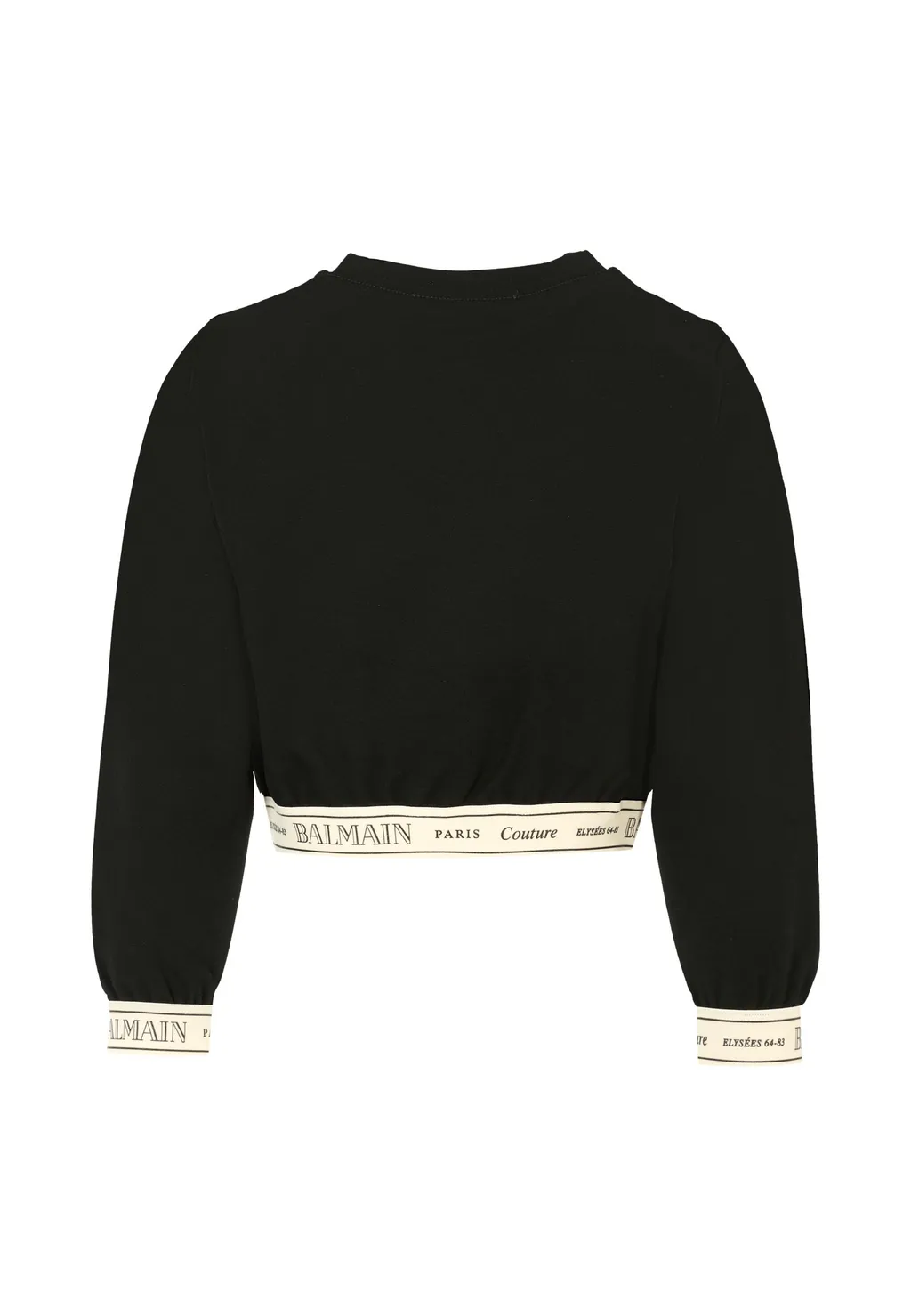Balmain Kids Logo-Band Crewneck Cropped Jumper