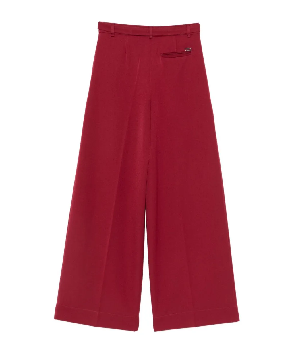 Belted Wide-Leg Casual Pants