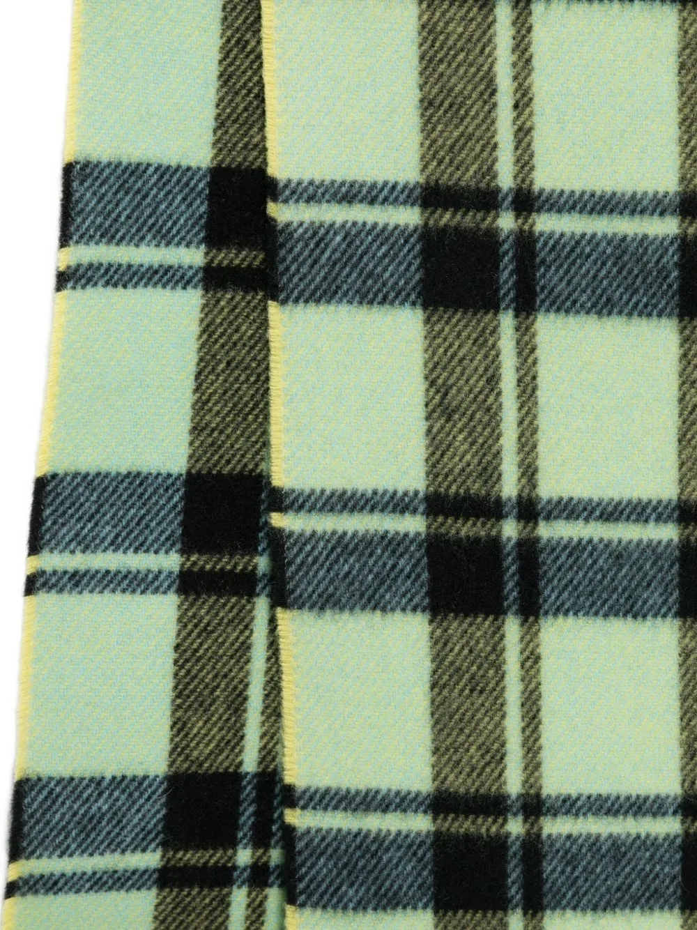 Ganni Logo Patch Checked Fringed Scarf