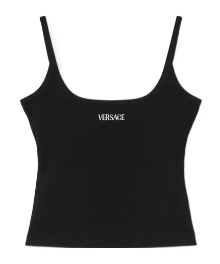 Versace Logo-Embroidered Ribbed Top