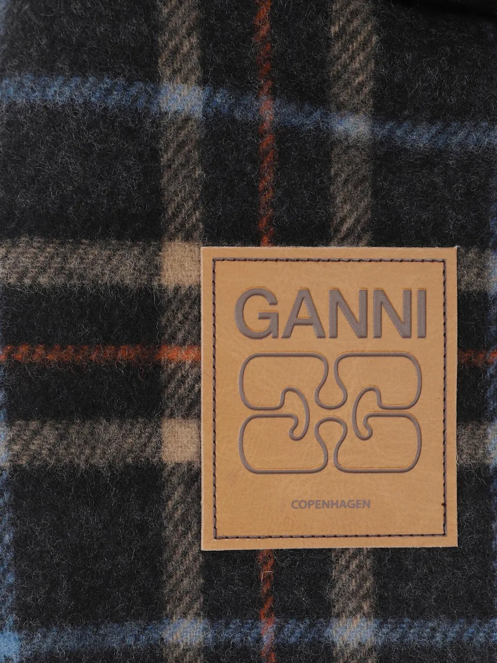 Ganni Logo Patch Check Scarf