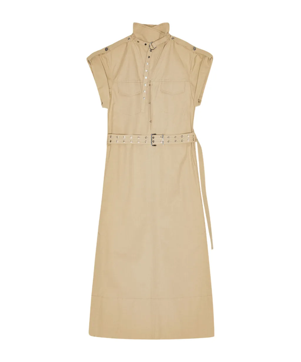 Ganni Deep V-Neck Belted Dress