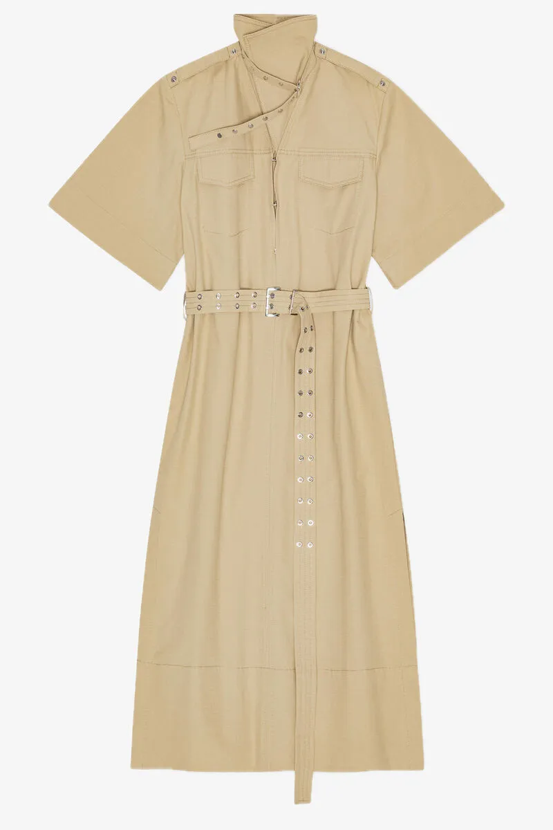 Ganni Deep V-Neck Belted Dress