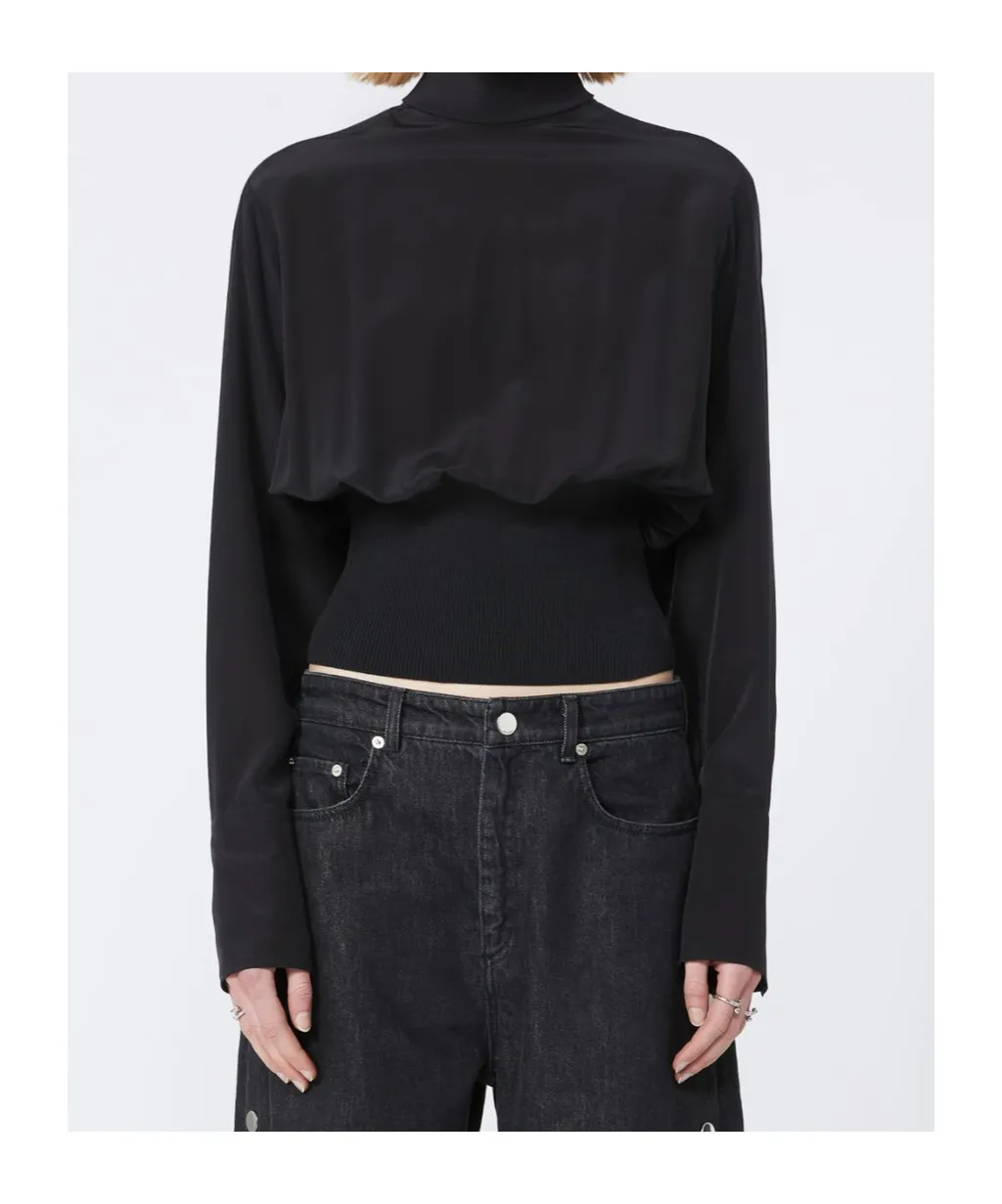 Sportmax High Neck Gathered Blouse