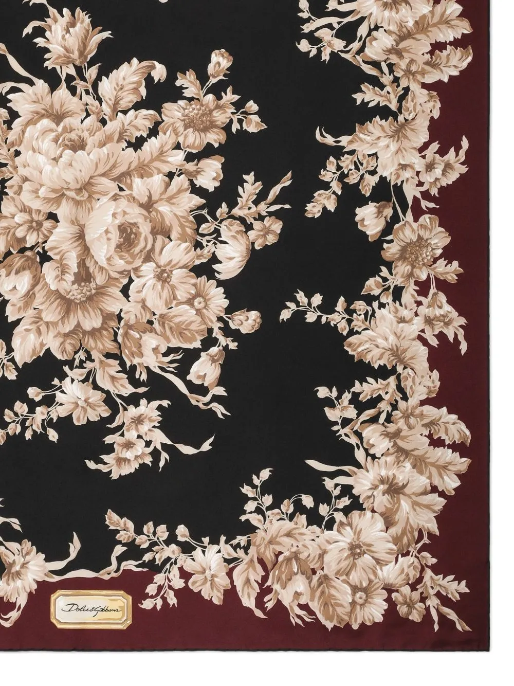 Floral-Border Silk Scarf