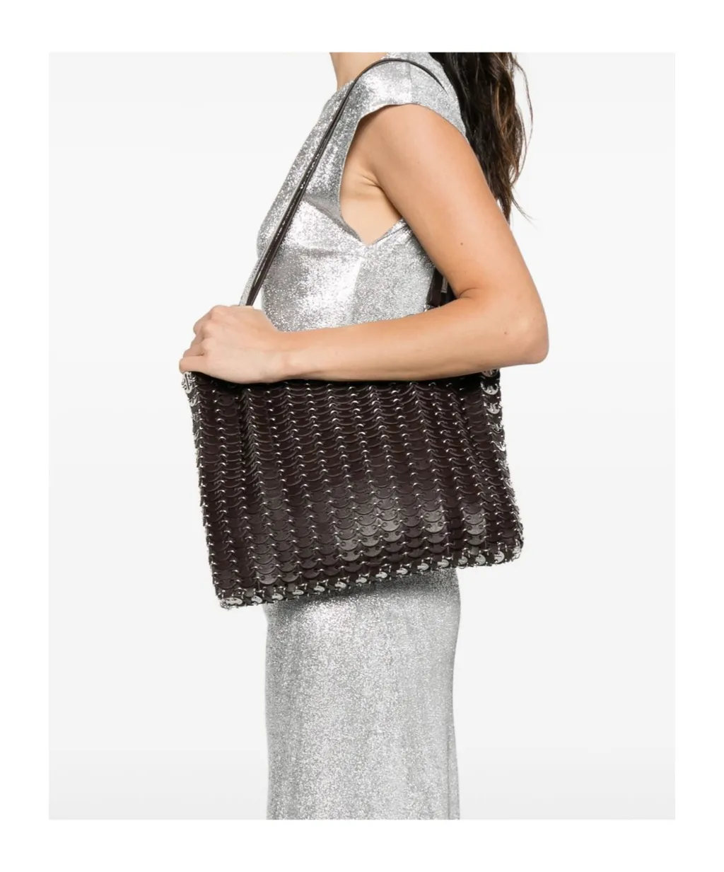 Chain-Link Leather Tote Bag