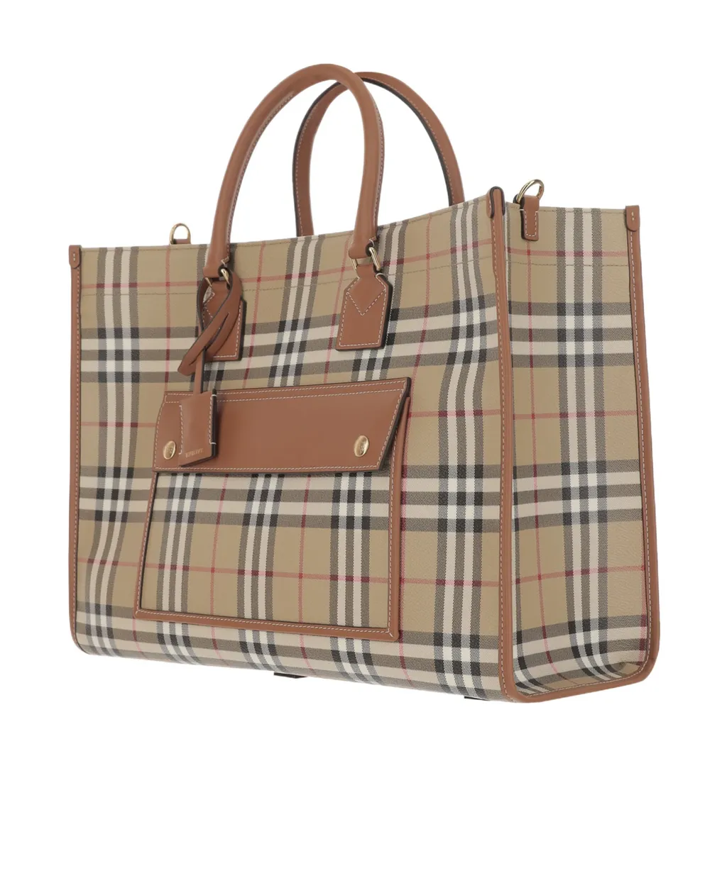 Burberry Freya Checked Medium Tote Bag
