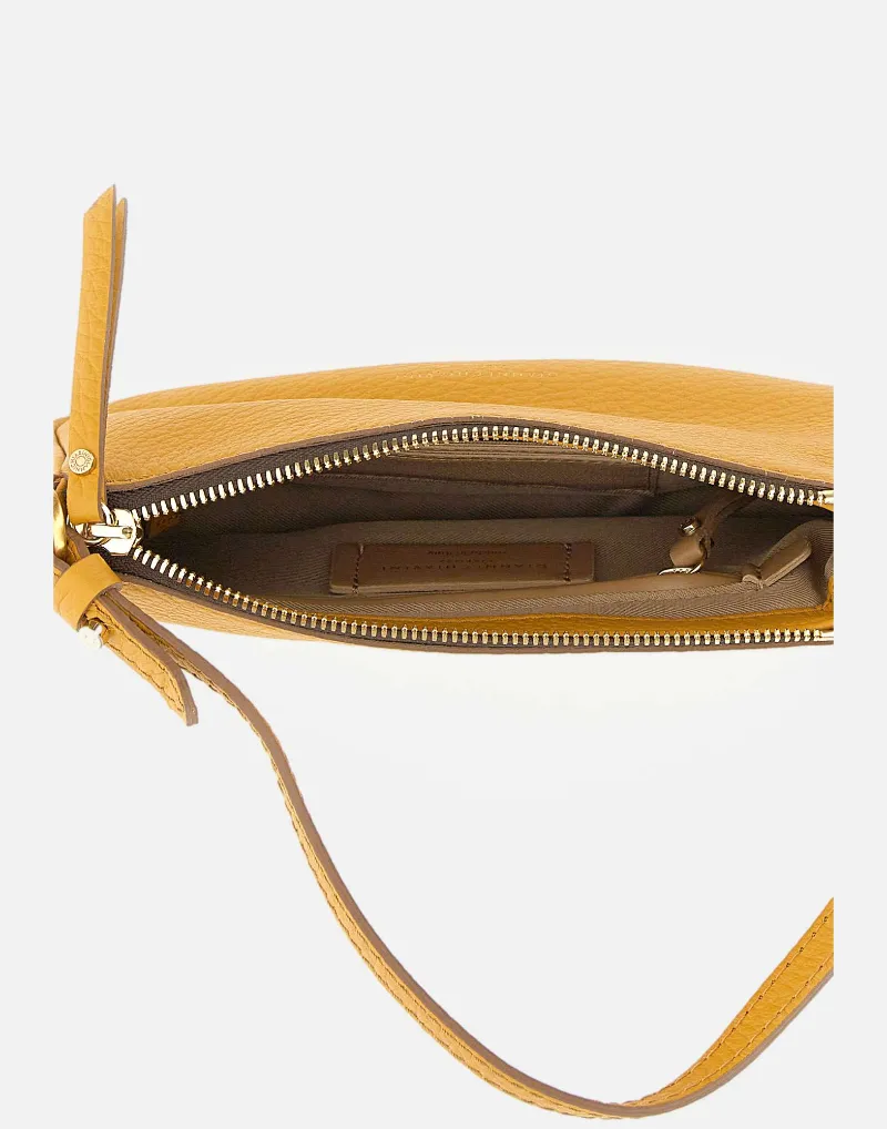Zip-Top Grain Leather Shoulder Bag