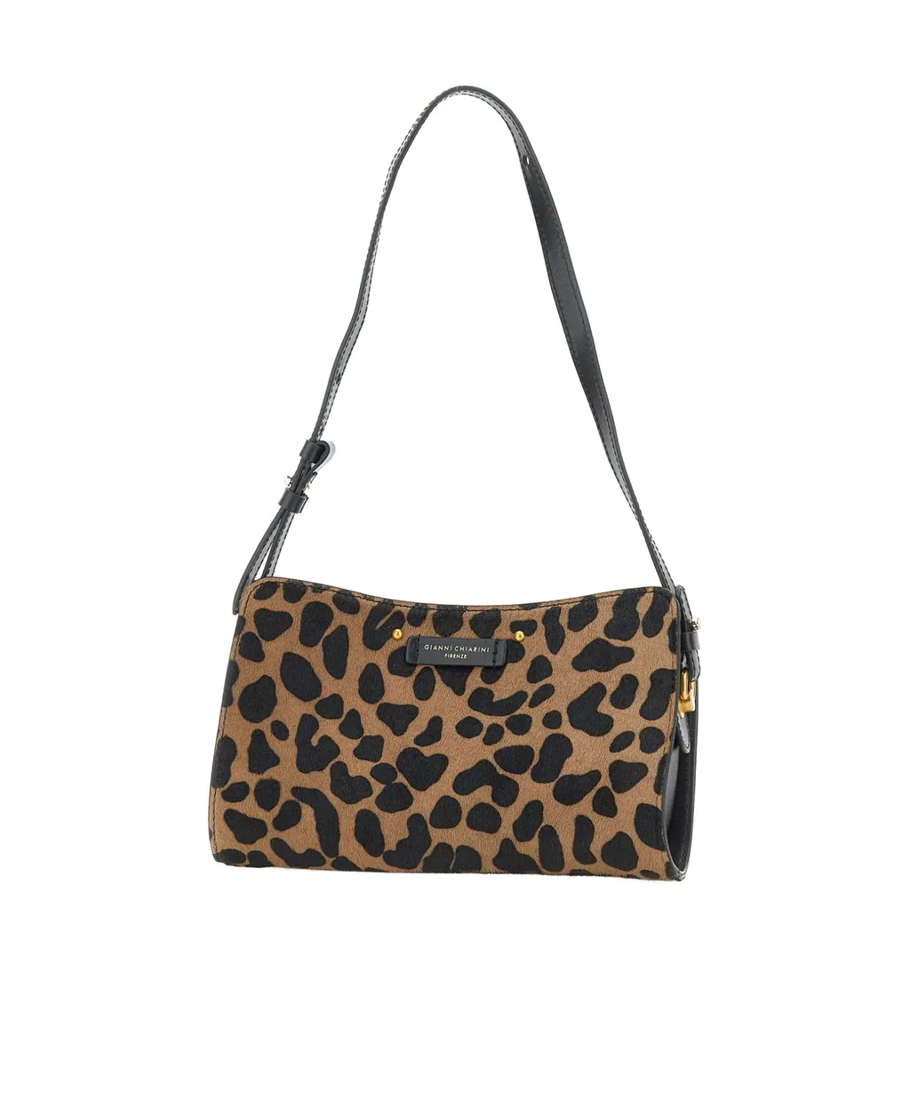 Gianni Chiarini Logo Patch Leopard Printed Shoulder Bag