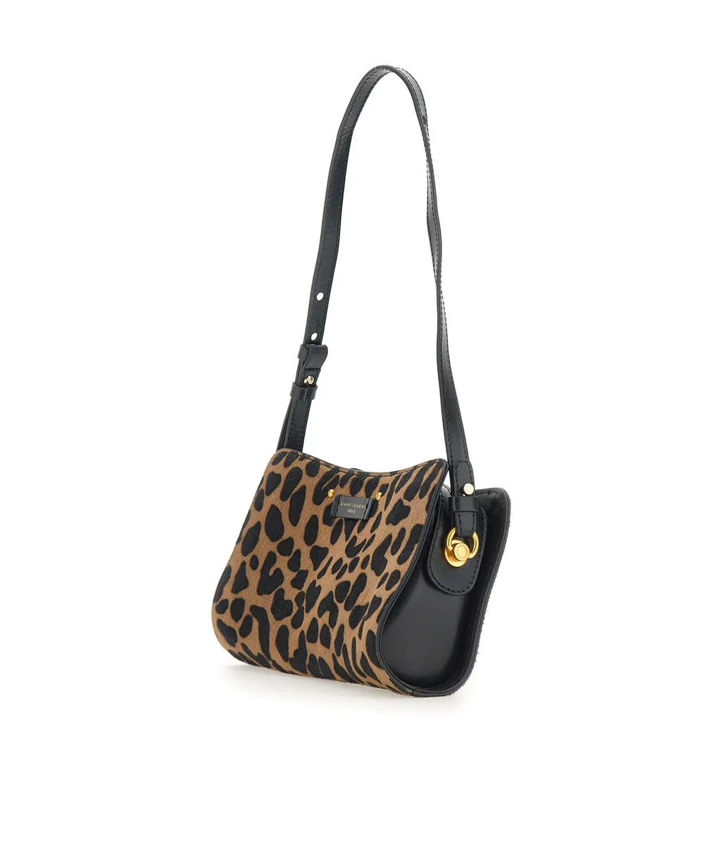 Gianni Chiarini Logo Patch Leopard Printed Shoulder Bag