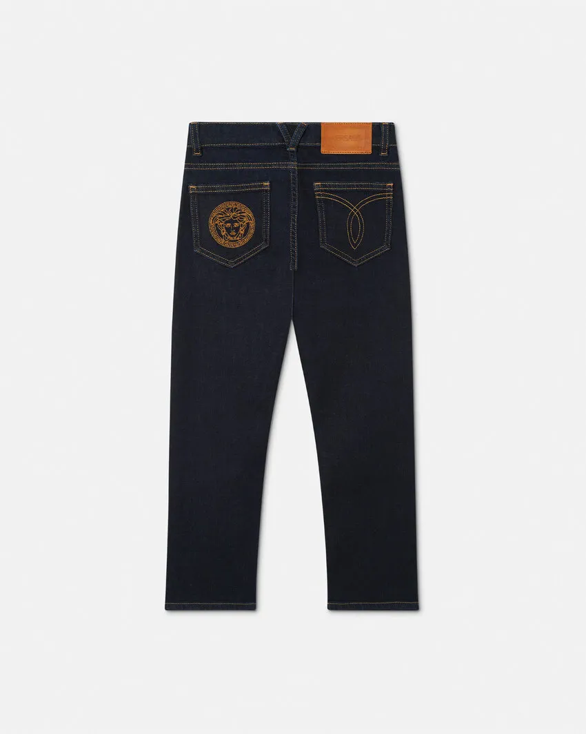 Embroidered-Print Jeans