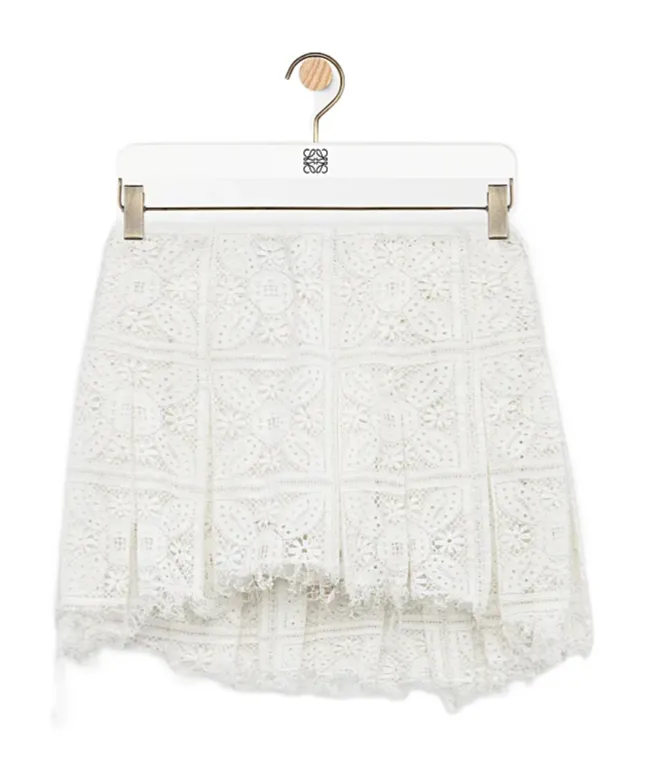 Pleated Mini Skirt In Cotton Blend