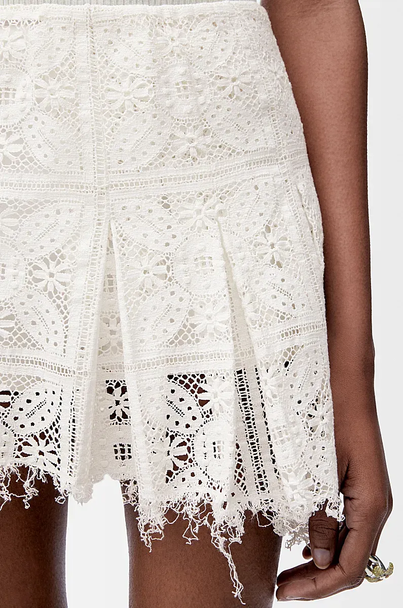 Pleated Mini Skirt In Cotton Blend