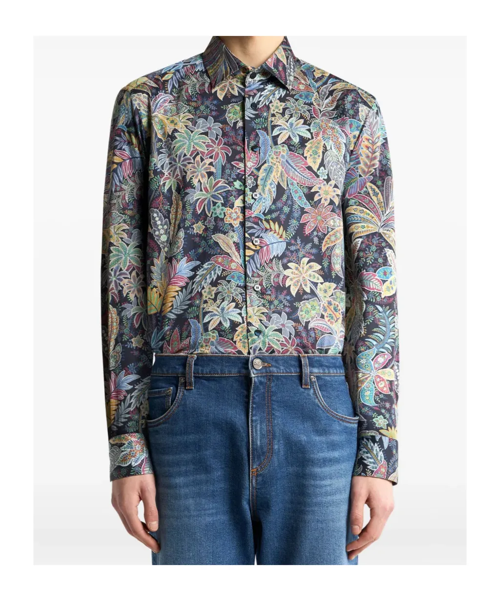 Botanical-Print Cotton Shirt