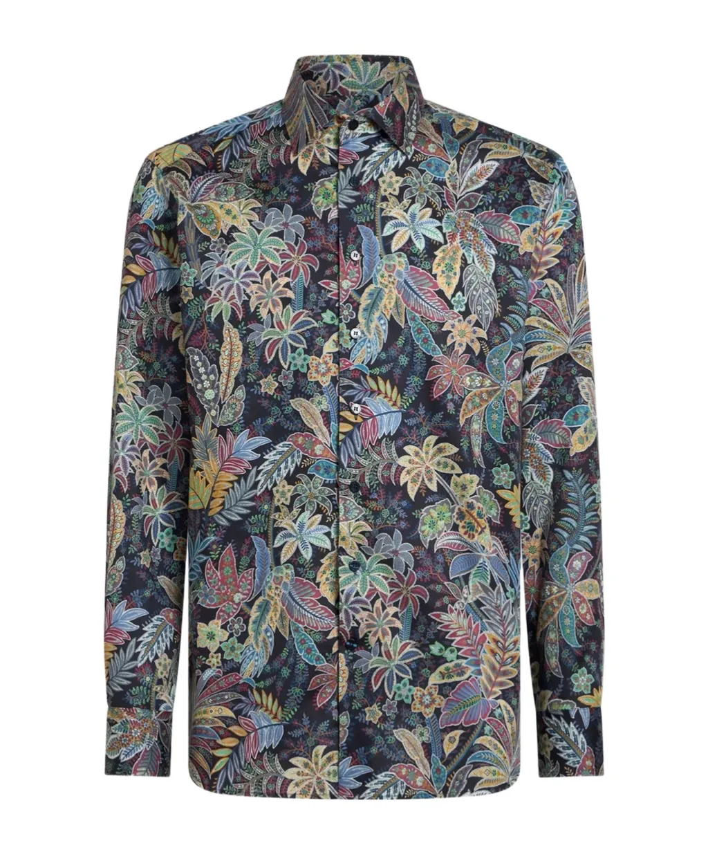 Botanical-Print Cotton Shirt