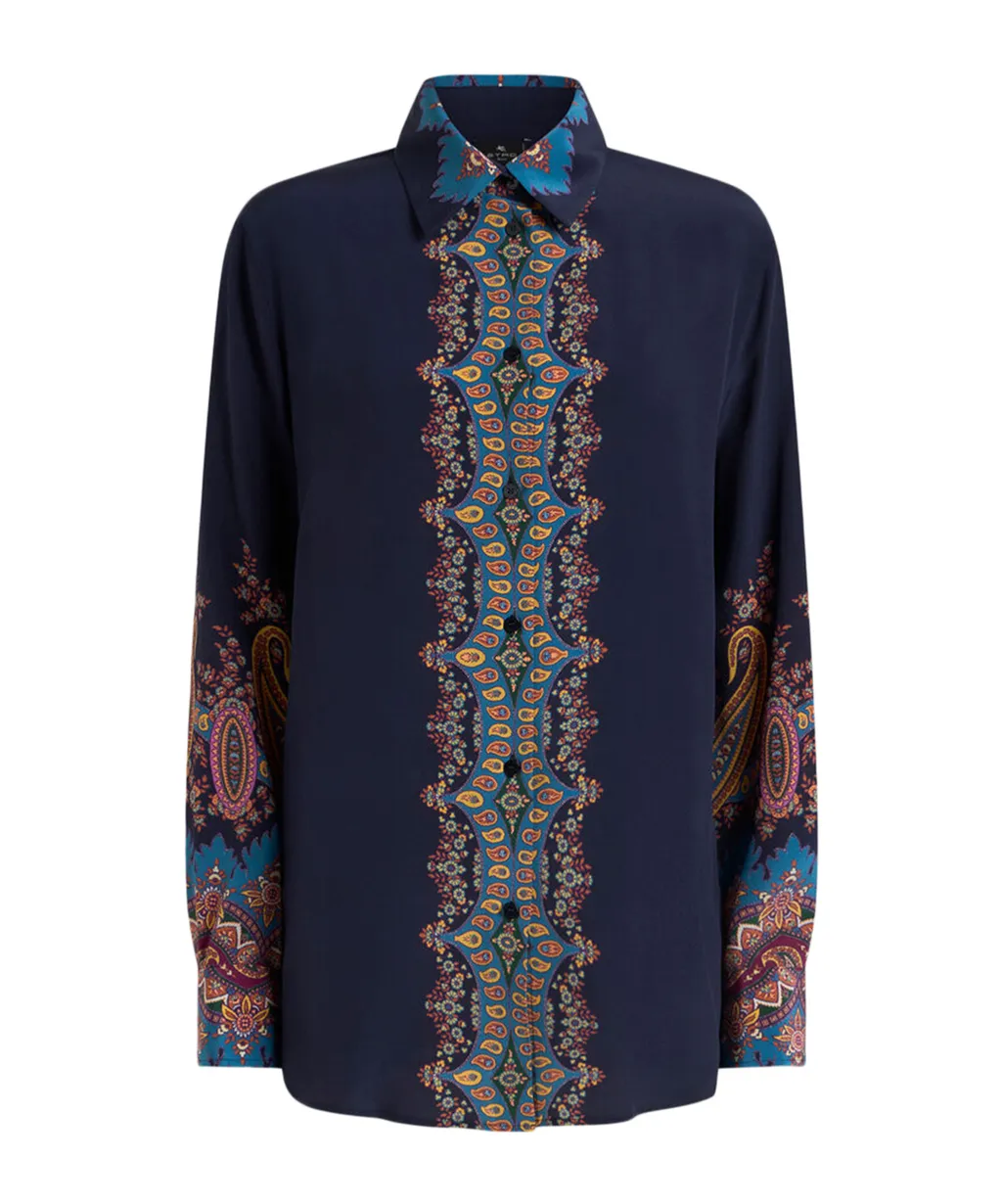 Silk Shirt With Placed Print