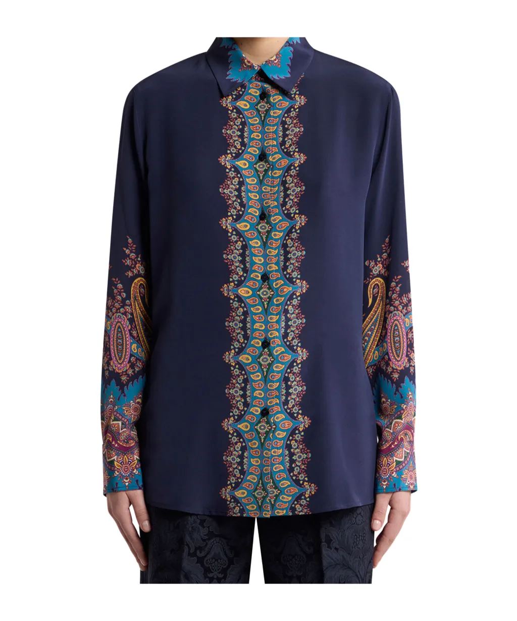 Silk Shirt With Placed Print