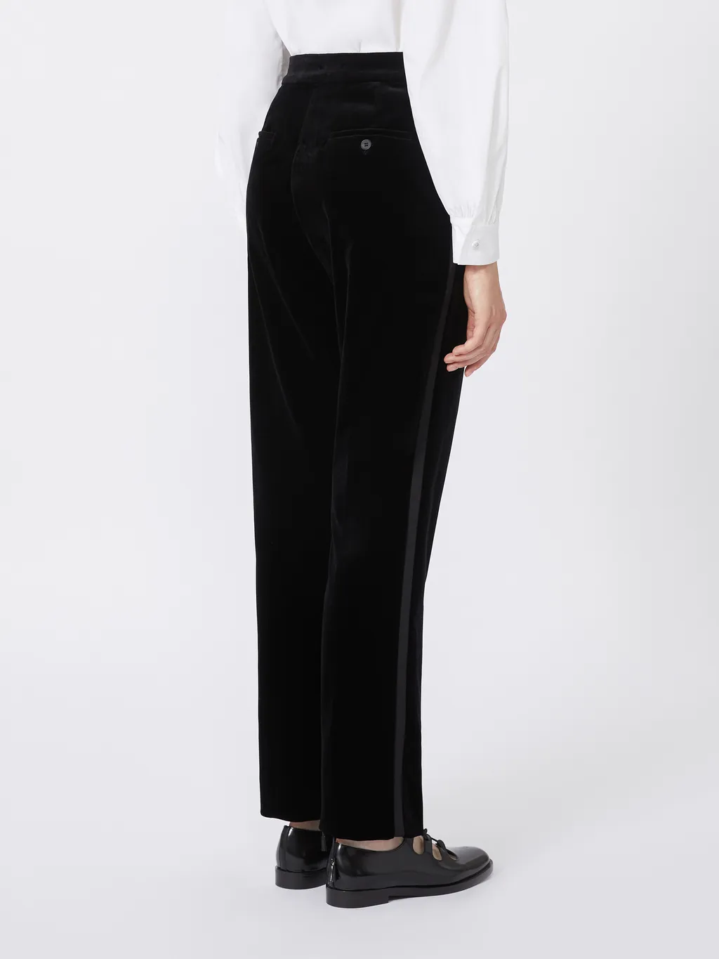 Velvet-Texture Side-Stripe Trousers