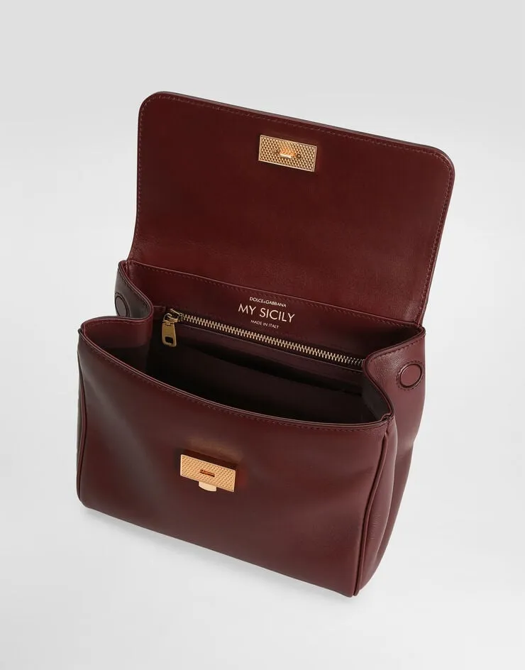 Medium Sicily Padlock-Embellished Leather Handbag