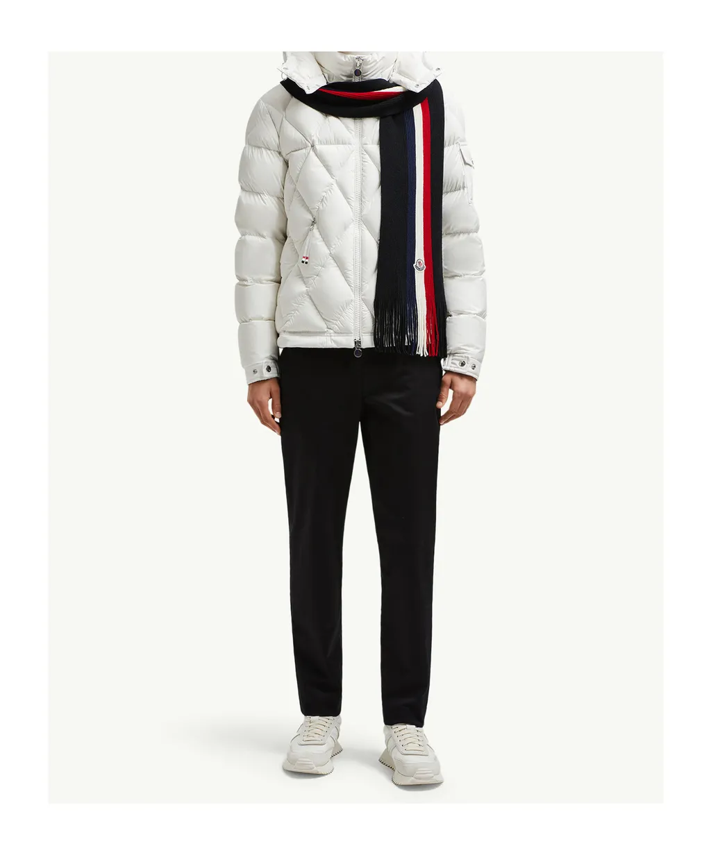 Moncler Logo Patch Fringe Detailed Scarf