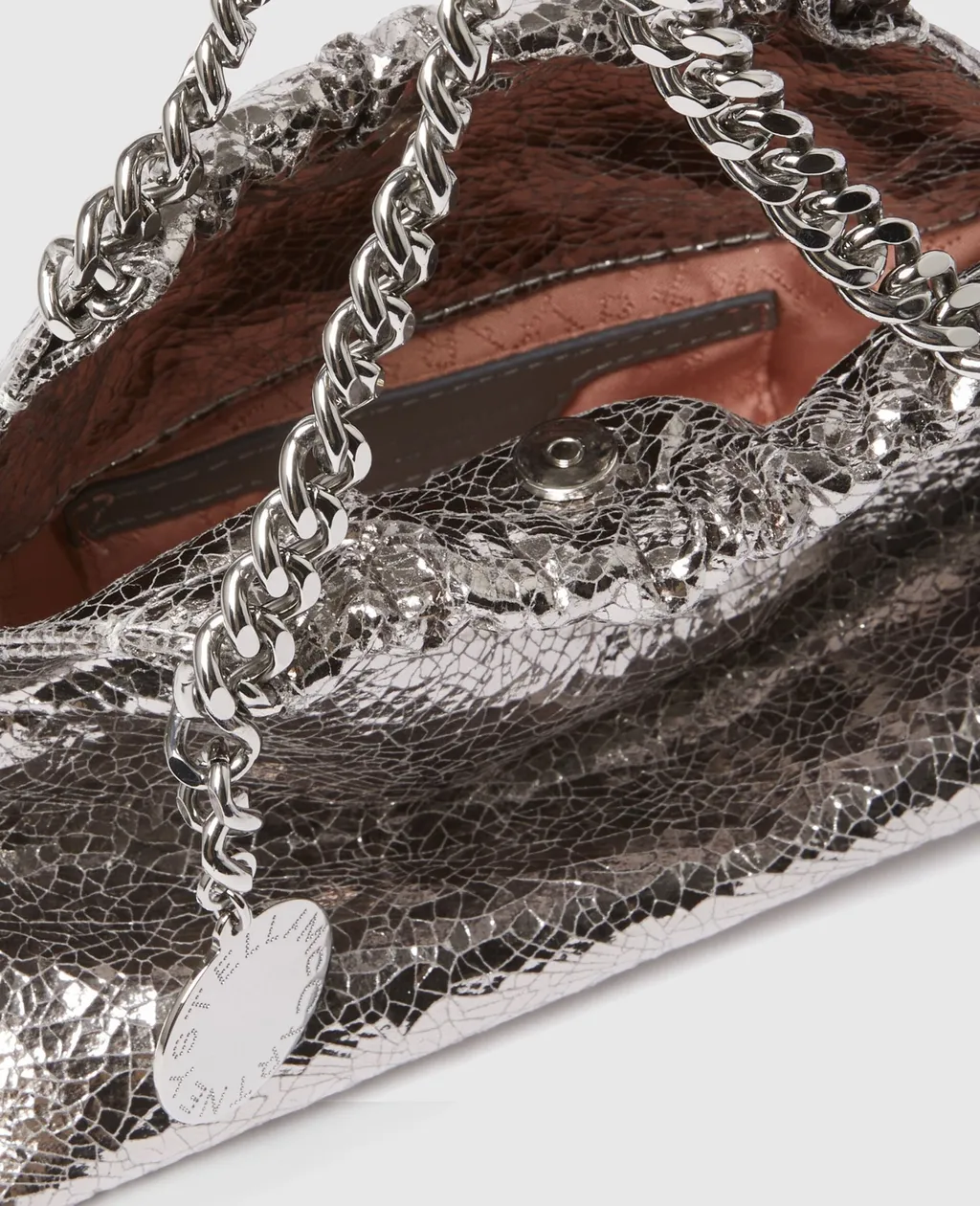 Falabella Cracked Metallic Drawstring Crossbody Bag