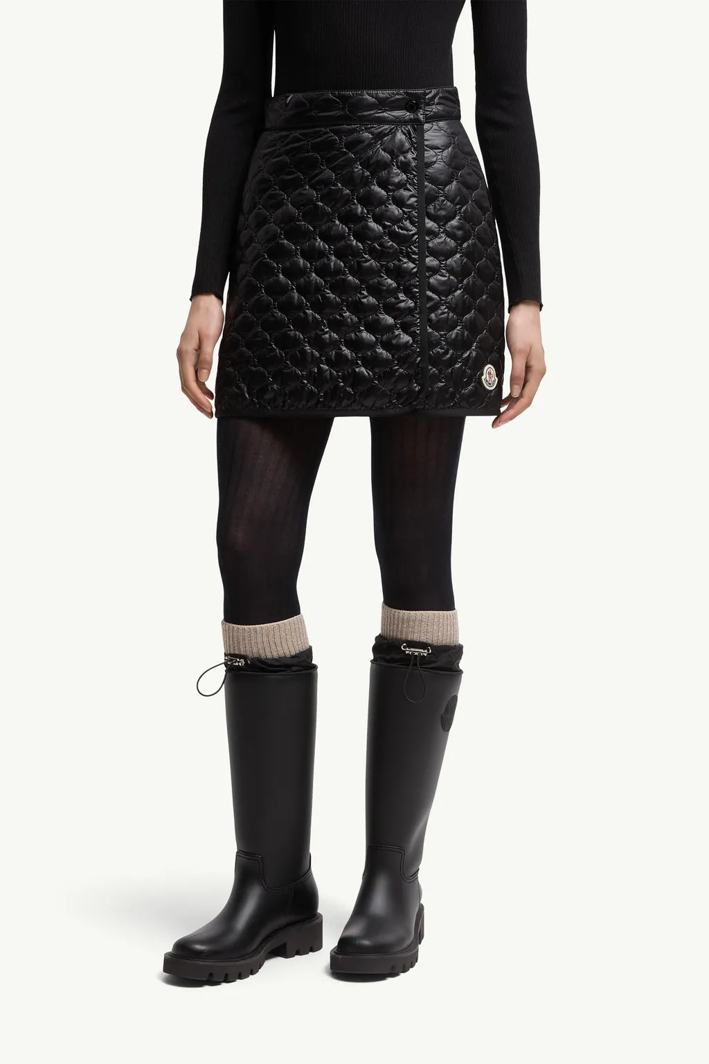 Square-Quilted Padded Mini Skirt