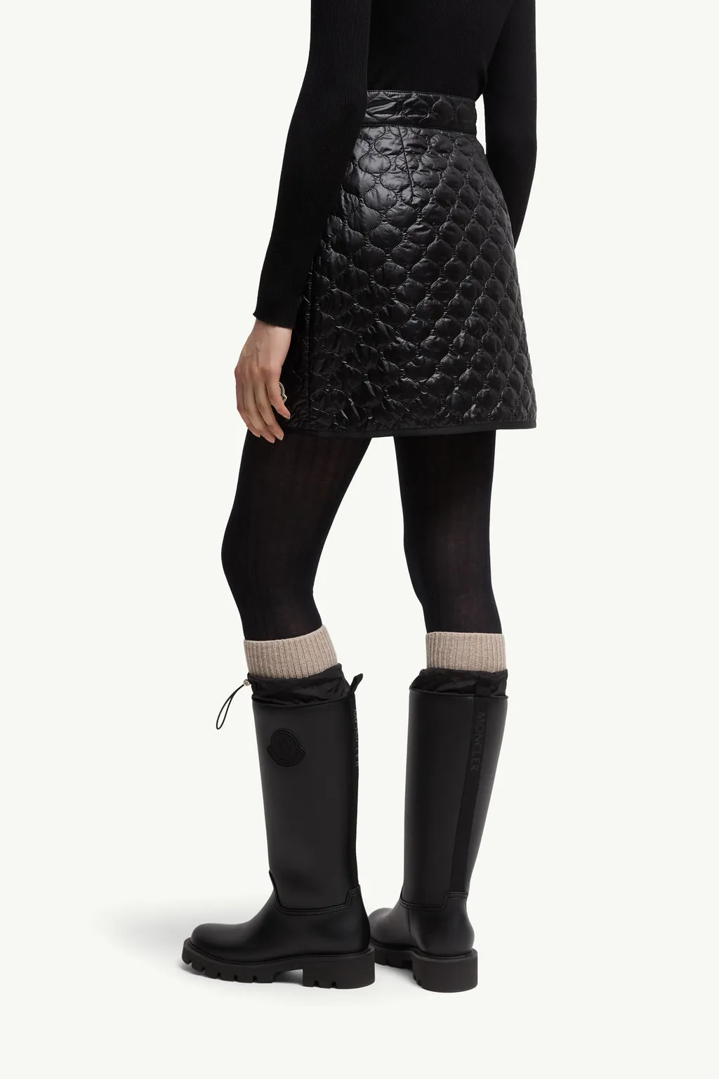 Square-Quilted Padded Mini Skirt