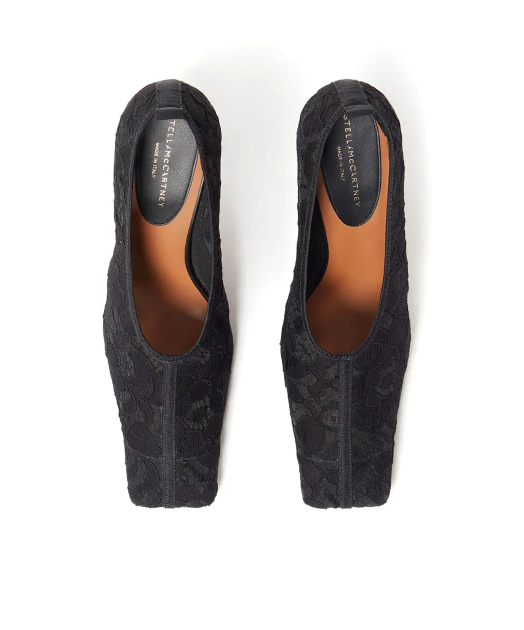 Square-Toe Lace Stiletto Pumps