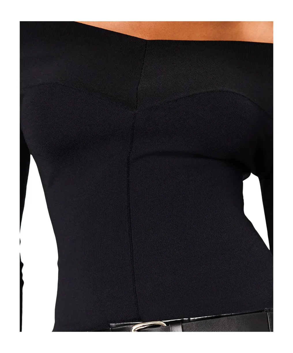 Stella Mccartney Straight-Neck Long-Sleeve Top
