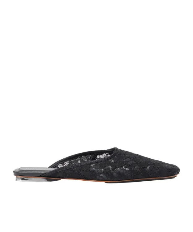 Square-Toe Lace Backless Mules