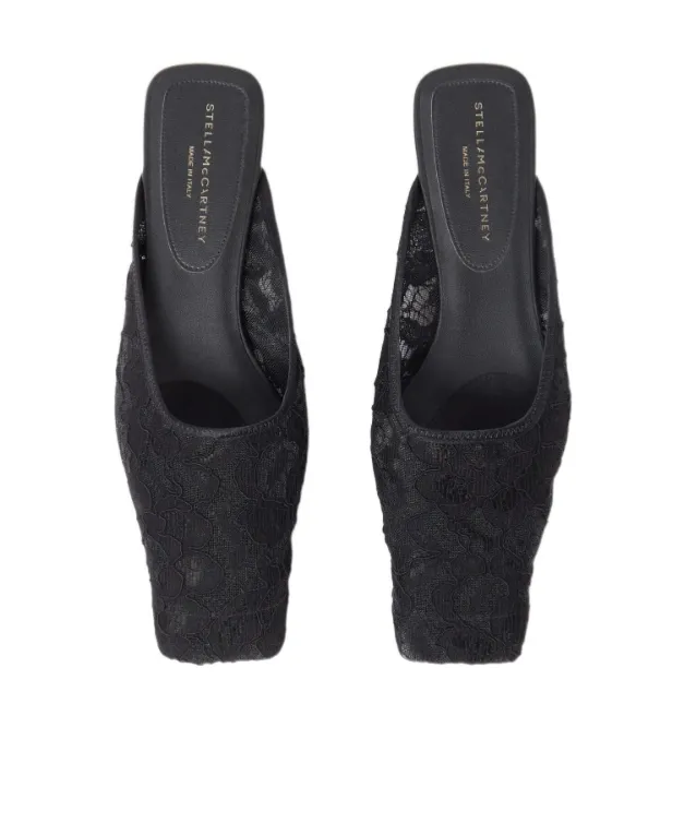 Square-Toe Lace Backless Mules