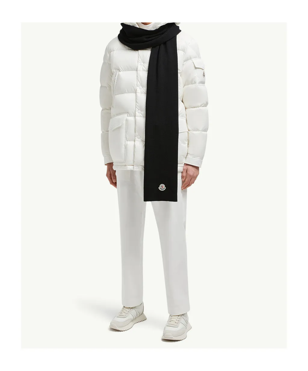 Moncler Logo Patch Ribbed Scarf
