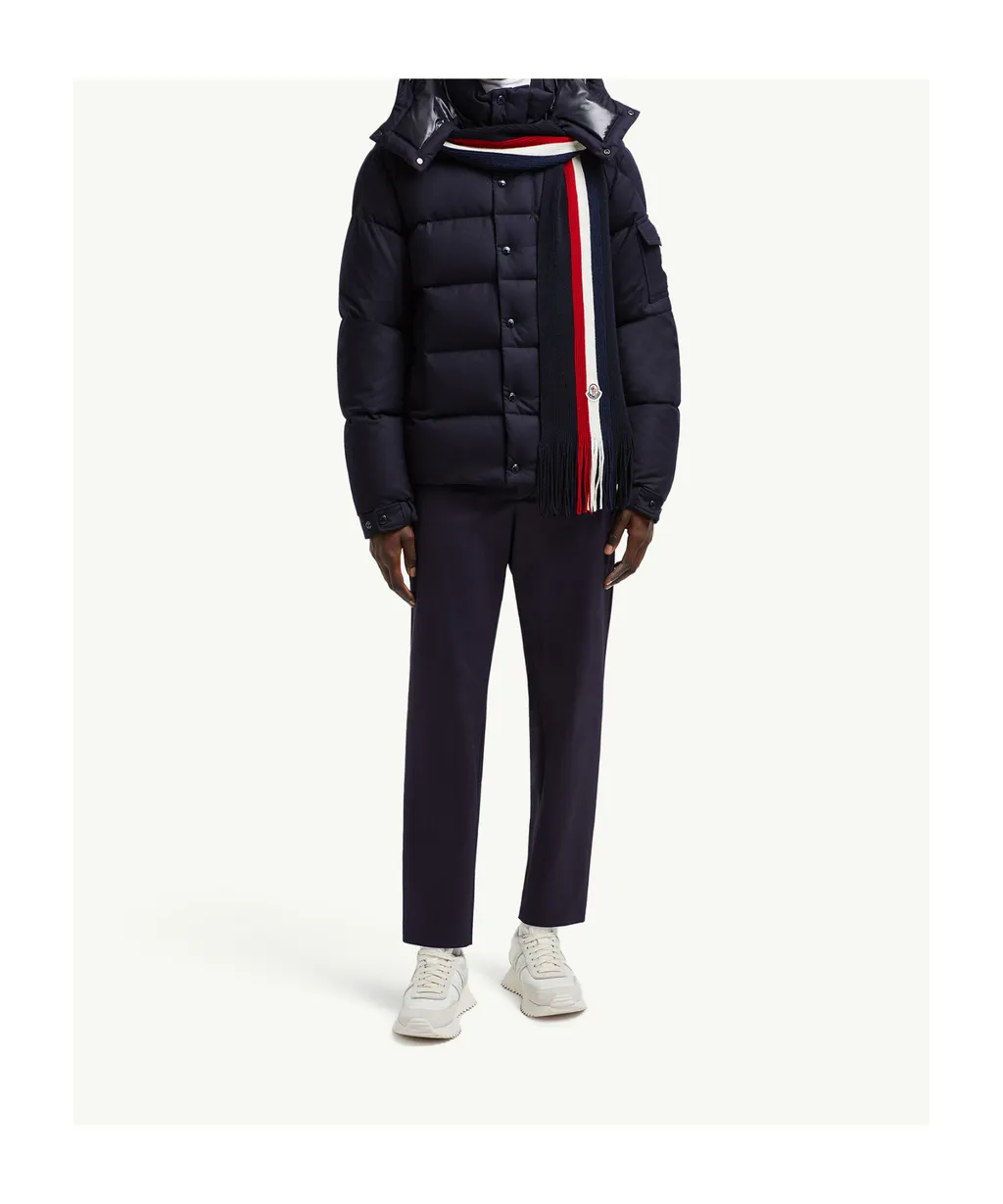 Moncler Logo Patch Fringe Detailed Scarf