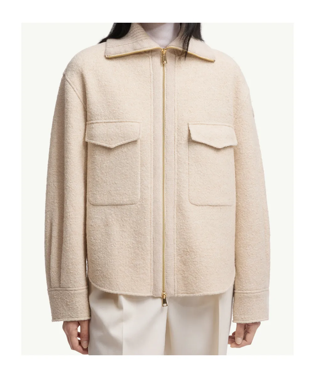 Moncler Logo Patch Zip-Up Shirt