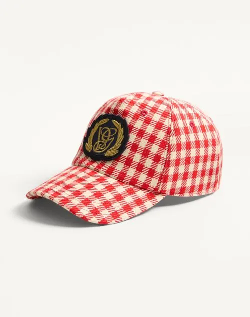 Valentino	Logo Embroidered Checked Baseball Cap