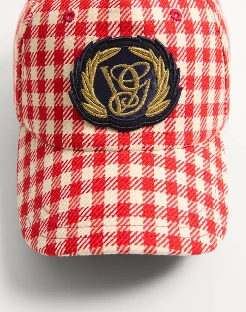 Valentino	Logo Embroidered Checked Baseball Cap