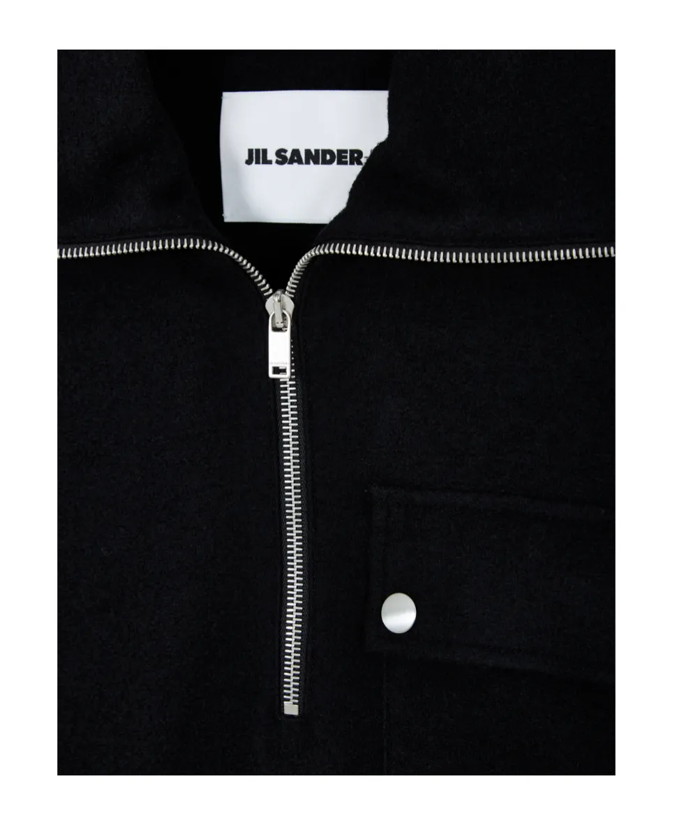 Jil Sander Front Zipped Felted Sweatshirt