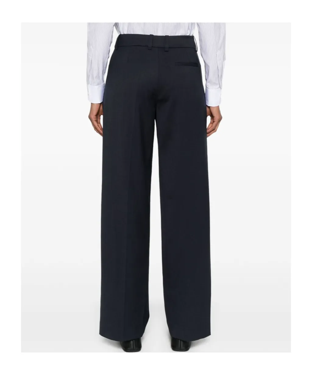 Wool Blend Wide Leg Trousers With Belt Loops