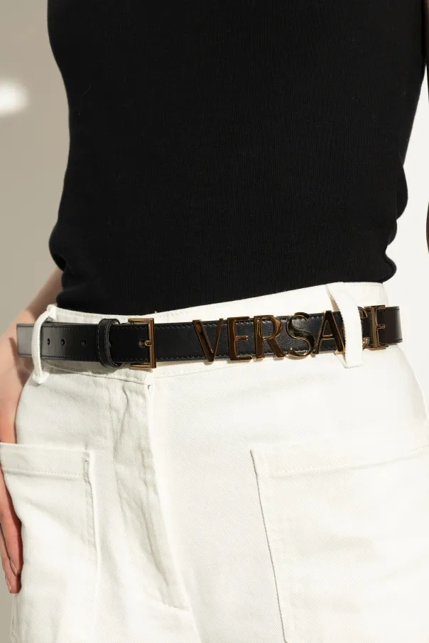 Versace Logo-Lettering Buckle Belt