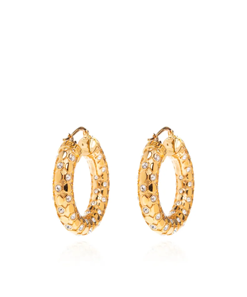 Versace Greca-Engraved Embellished Earrings