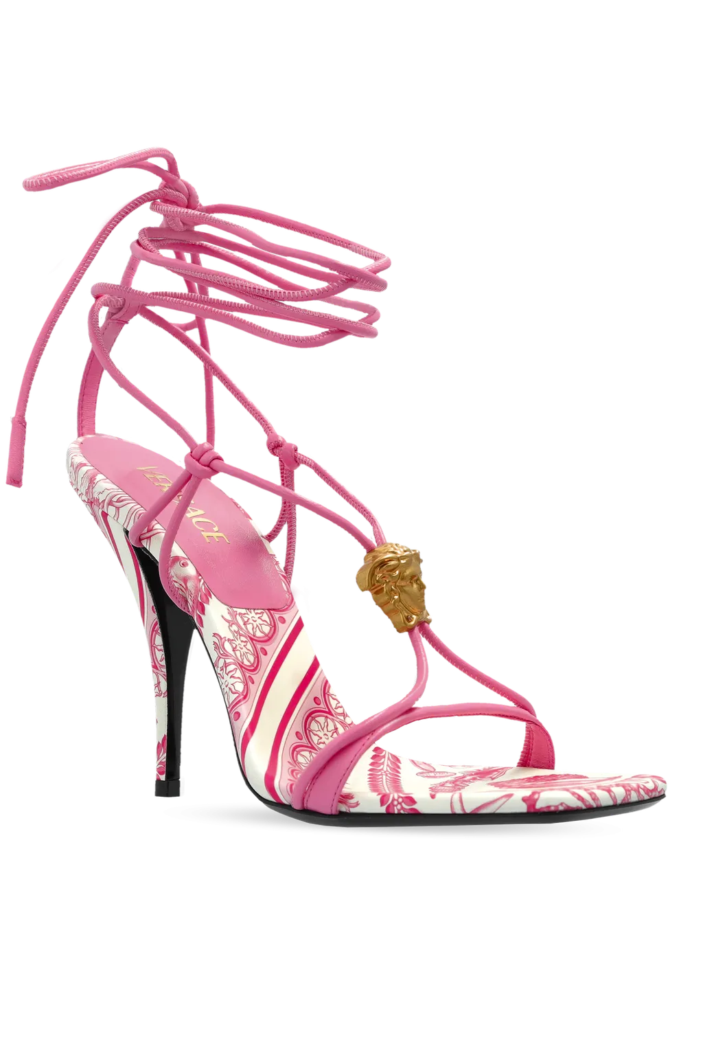 Versace Square-Toe Heeled Sandals