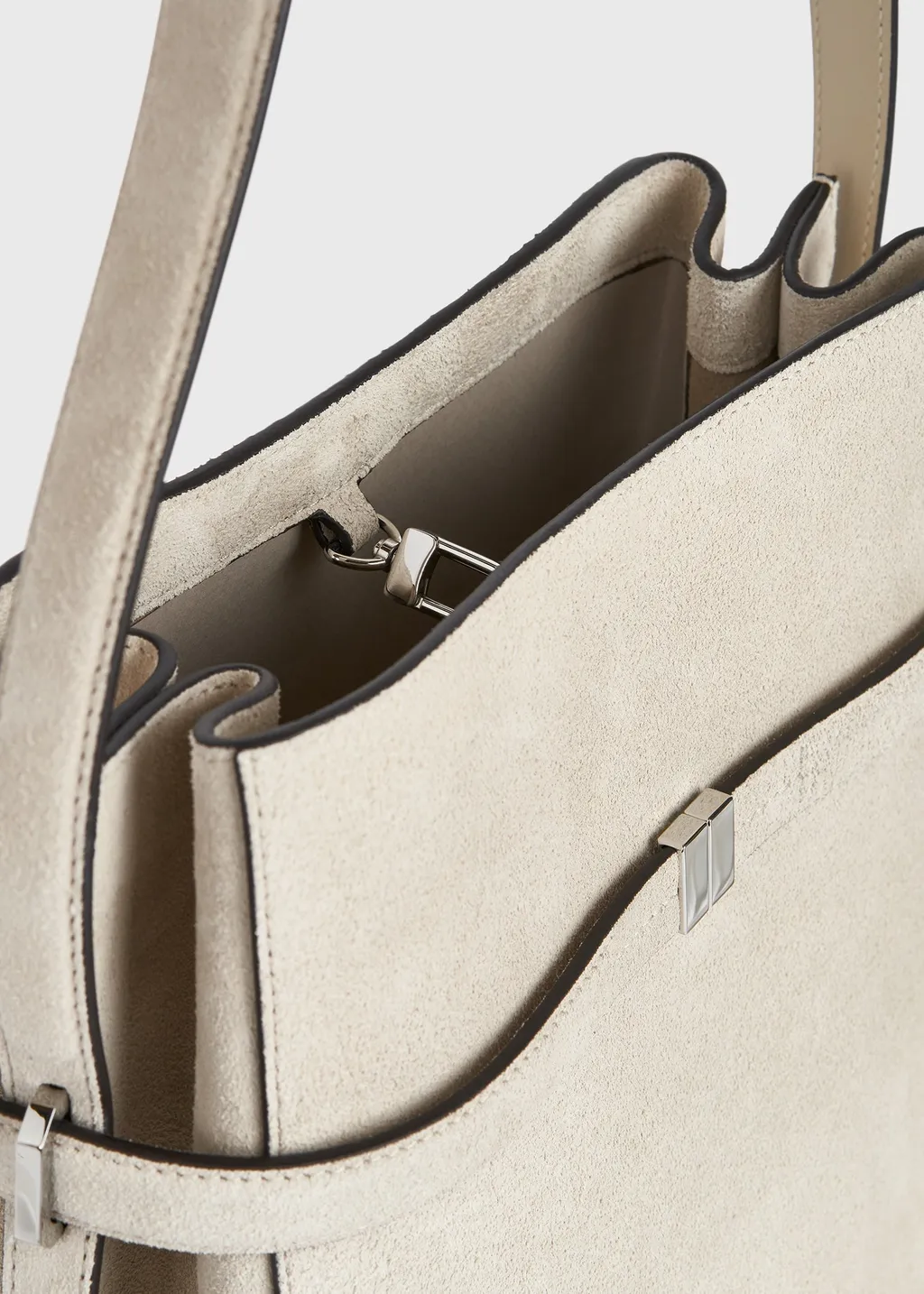 Belted Suede Bucket Bag